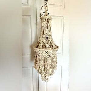Vintage 1970s Macrame Chandelier Hippie Boho Bohemian Woven